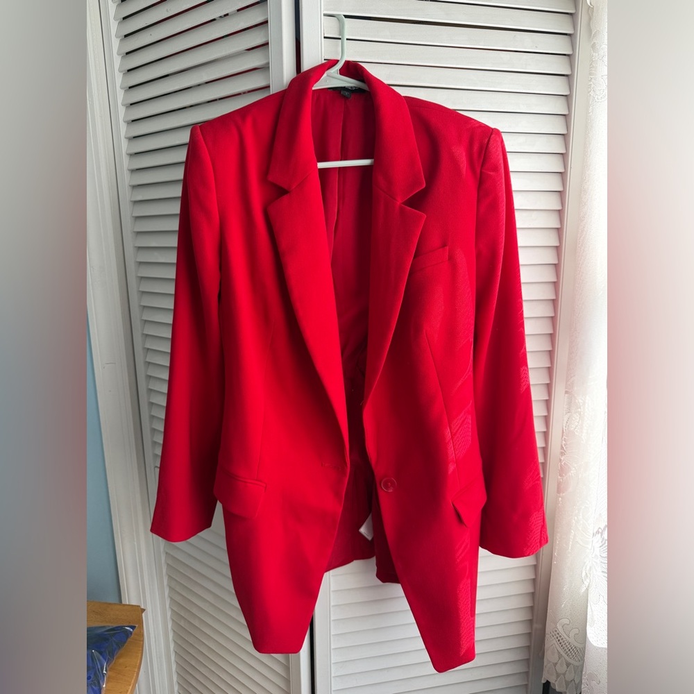 Express Boyfriend Bright Red Blazer